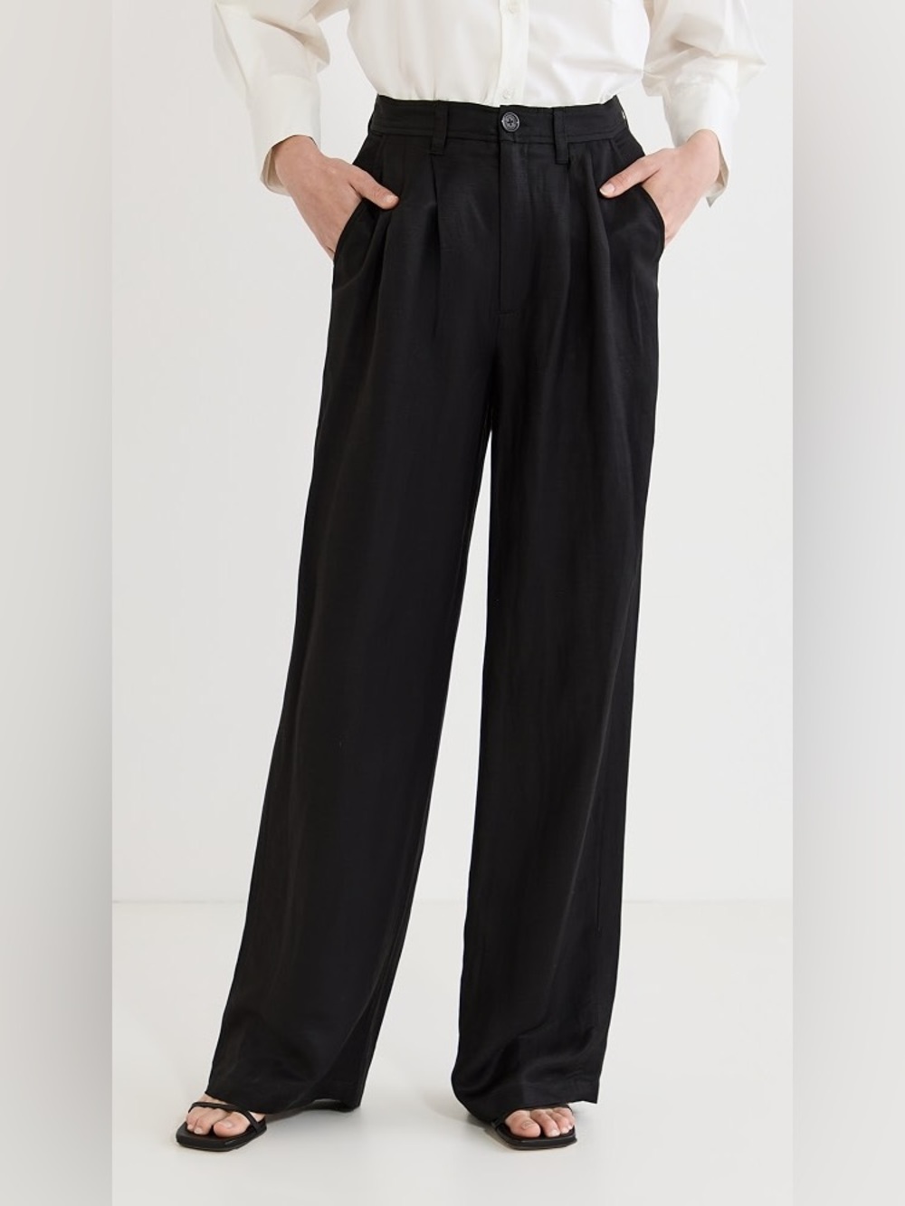 Anine Bing Carrie Linen Blend Ankle Pants Black Size 32 0 2